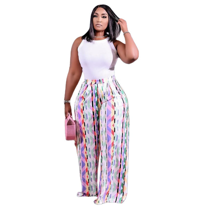 Fashionable Plus Size  High Waist Loose Wide Leg Pants Women's Pants Trousers